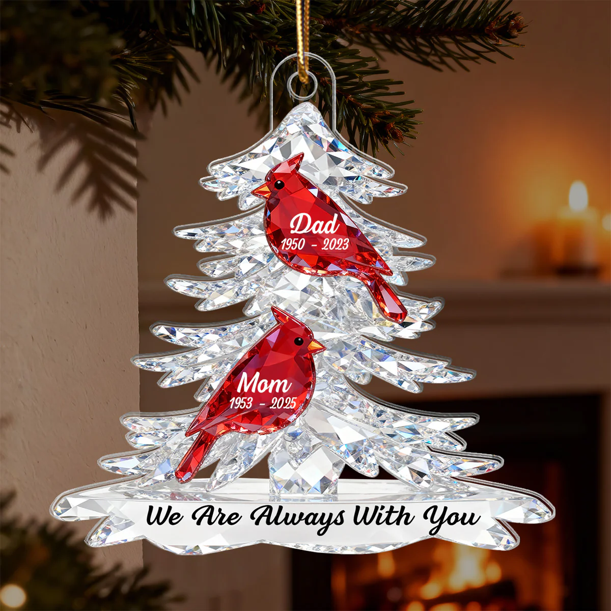3D Effect Cardinals Memorial - Personalized Acrylic Car Hanger - Remembrance Gift, Sympathy Gift For Whole Family, Extended Family - Image 11