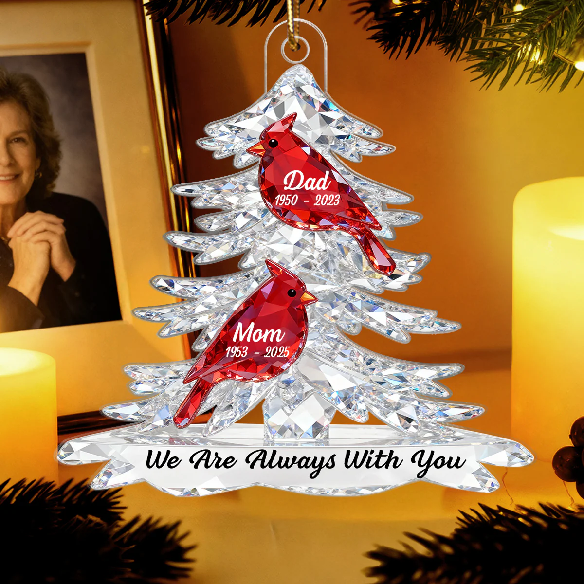 3D Effect Cardinals Memorial - Personalized Acrylic Car Hanger - Remembrance Gift, Sympathy Gift For Whole Family, Extended Family - Image 12