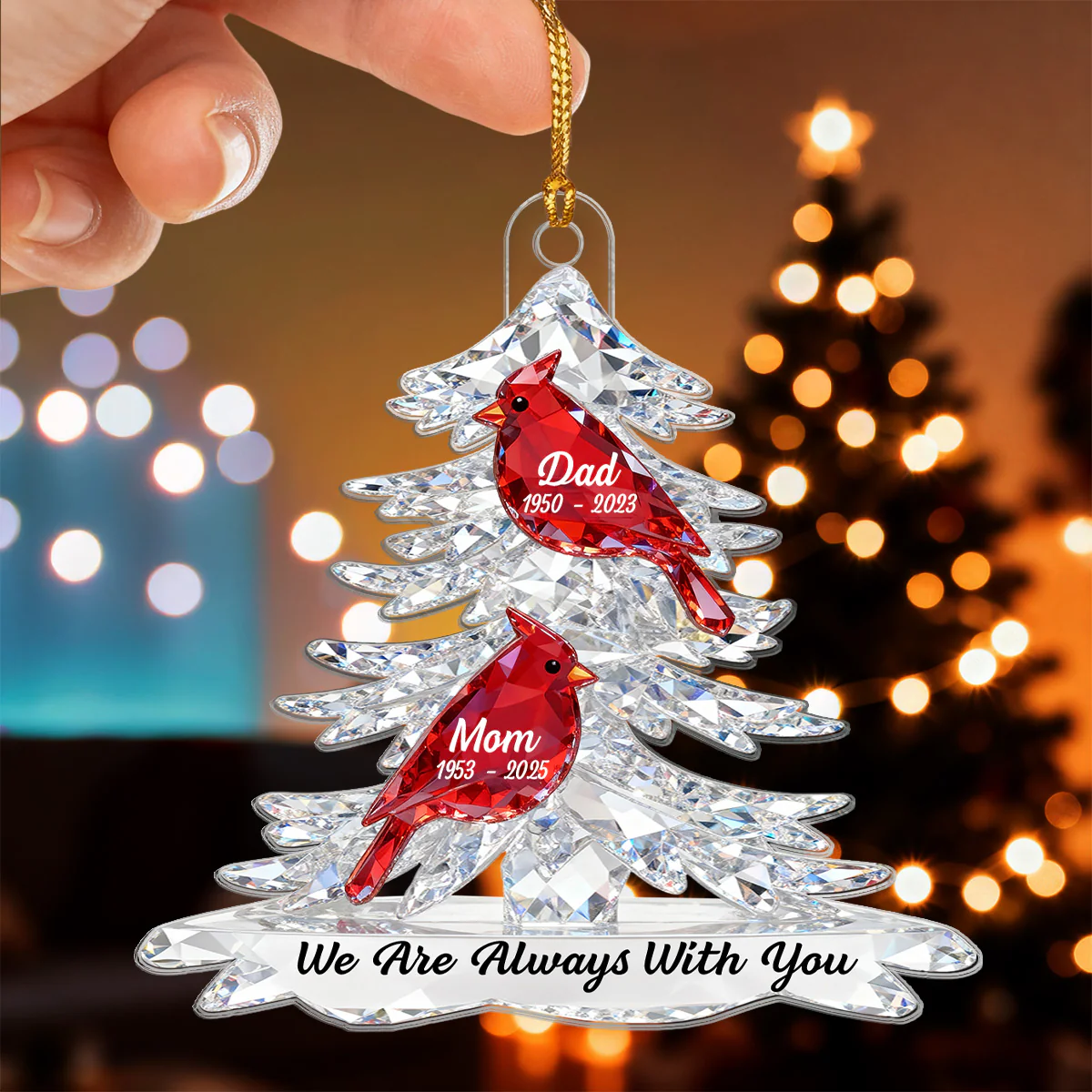 3D Effect Cardinals Memorial - Personalized Acrylic Car Hanger - Remembrance Gift, Sympathy Gift For Whole Family, Extended Family - Image 7