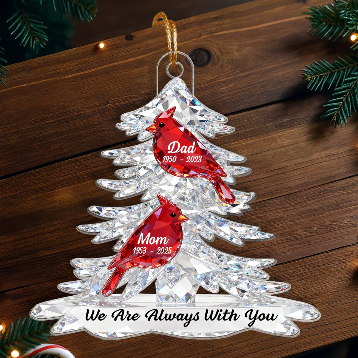 3D Effect Cardinals Memorial - Personalized Acrylic Car Hanger - Remembrance Gift, Sympathy Gift For Whole Family, Extended Family - Image 9