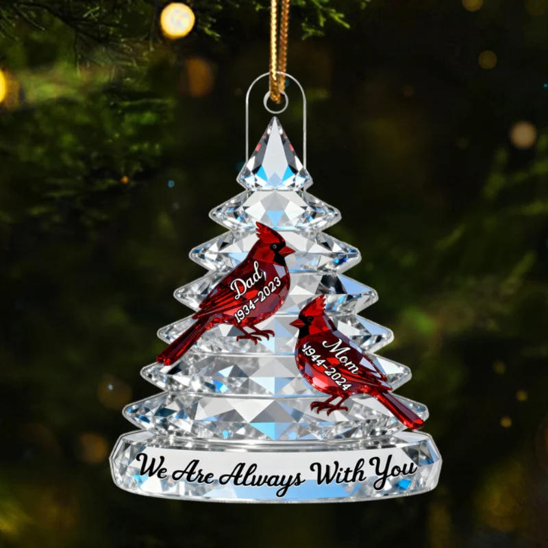 3D Effect Memorial Tree Cardinals - Personalized Acrylic Car Hanger - Remembrance Gift, Sympathy Gift For Whole Family, Extended Family - Image 12