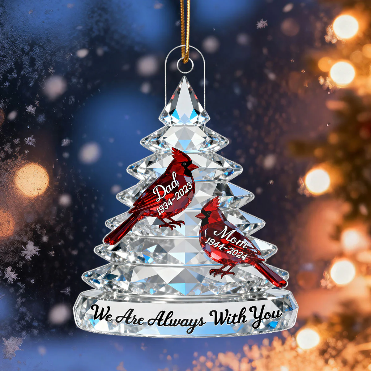 3D Effect Memorial Tree Cardinals - Personalized Acrylic Car Hanger - Remembrance Gift, Sympathy Gift For Whole Family, Extended Family - Image 5