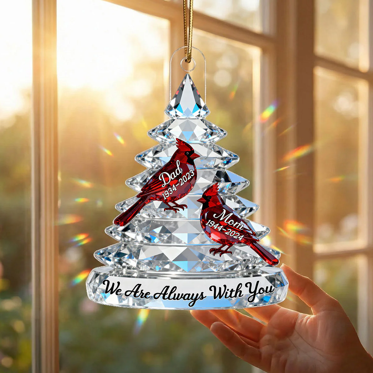 3D Effect Memorial Tree Cardinals - Personalized Acrylic Car Hanger - Remembrance Gift, Sympathy Gift For Whole Family, Extended Family - Image 8