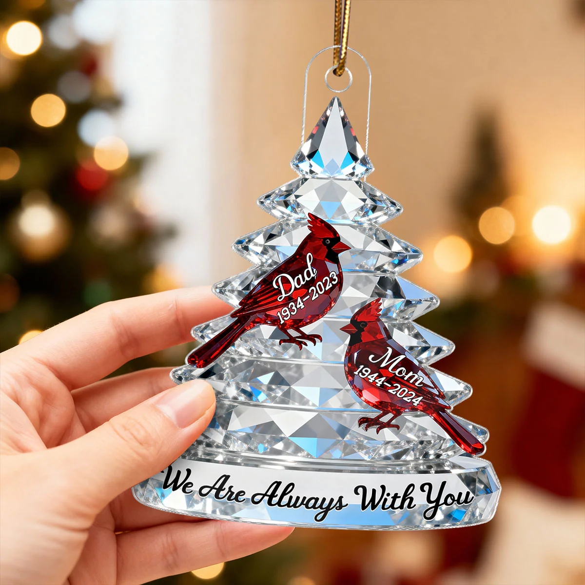 3D Effect Memorial Tree Cardinals - Personalized Acrylic Car Hanger - Remembrance Gift, Sympathy Gift For Whole Family, Extended Family - Image 9