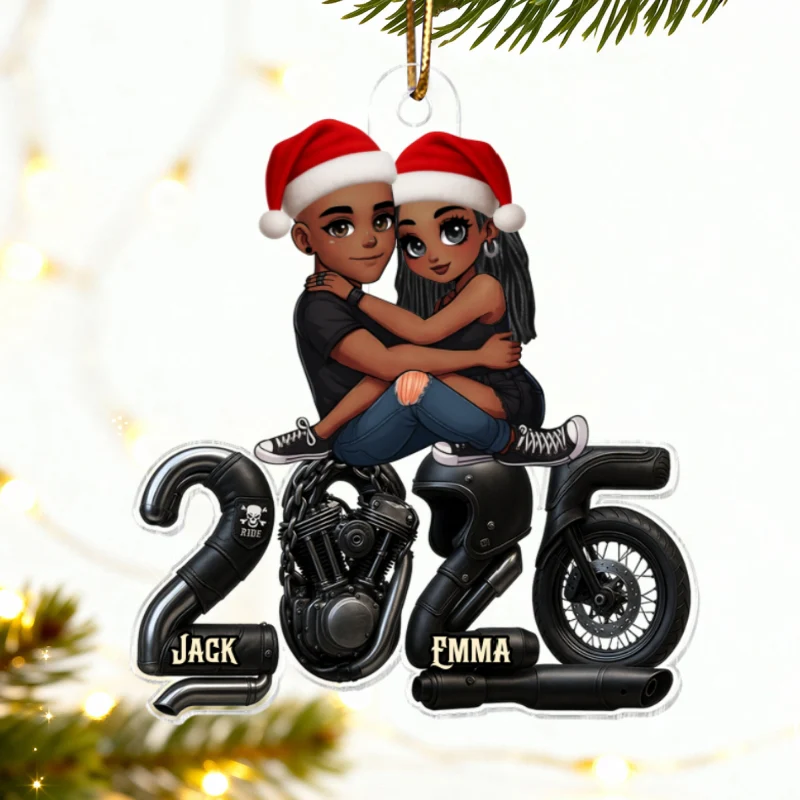 3D Effect Biker Couple- Personalized Acrylic Car Hanger- Gift For Bikers, Gift For Him, For Her - Image 15