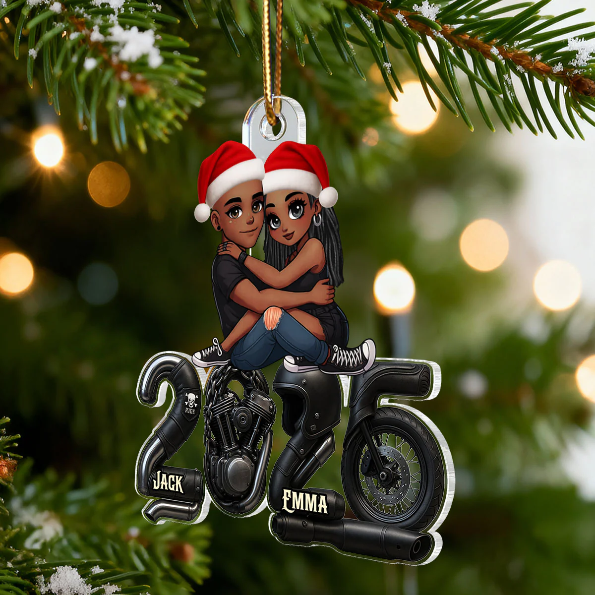 3D Effect Biker Couple- Personalized Acrylic Car Hanger- Gift For Bikers, Gift For Him, For Her - Image 8