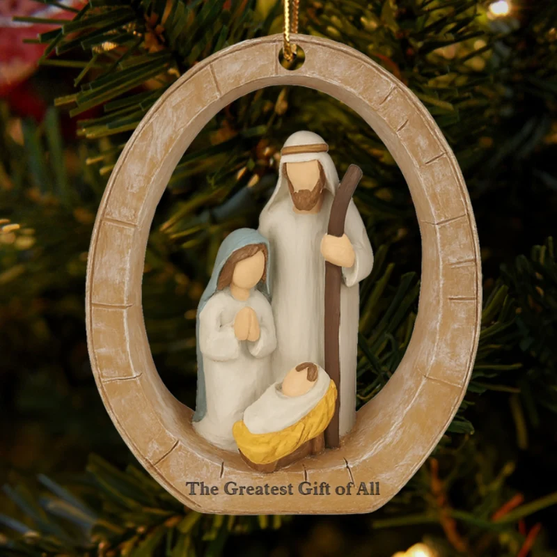 3D Effect Holy Family Nativity Scene The Greatest Gift of All Religious Keepsake - Wooden Ornament - Image 10