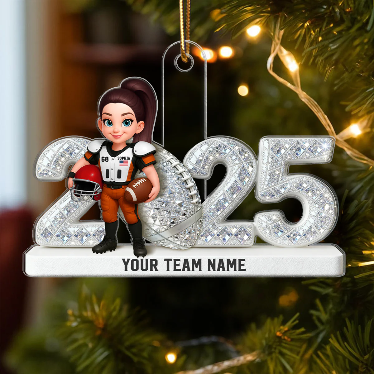 3D Shining Effect Christmas American Football Player - Personalized Acrylic Ornament - Christmas Gift For Football Players - Image 3