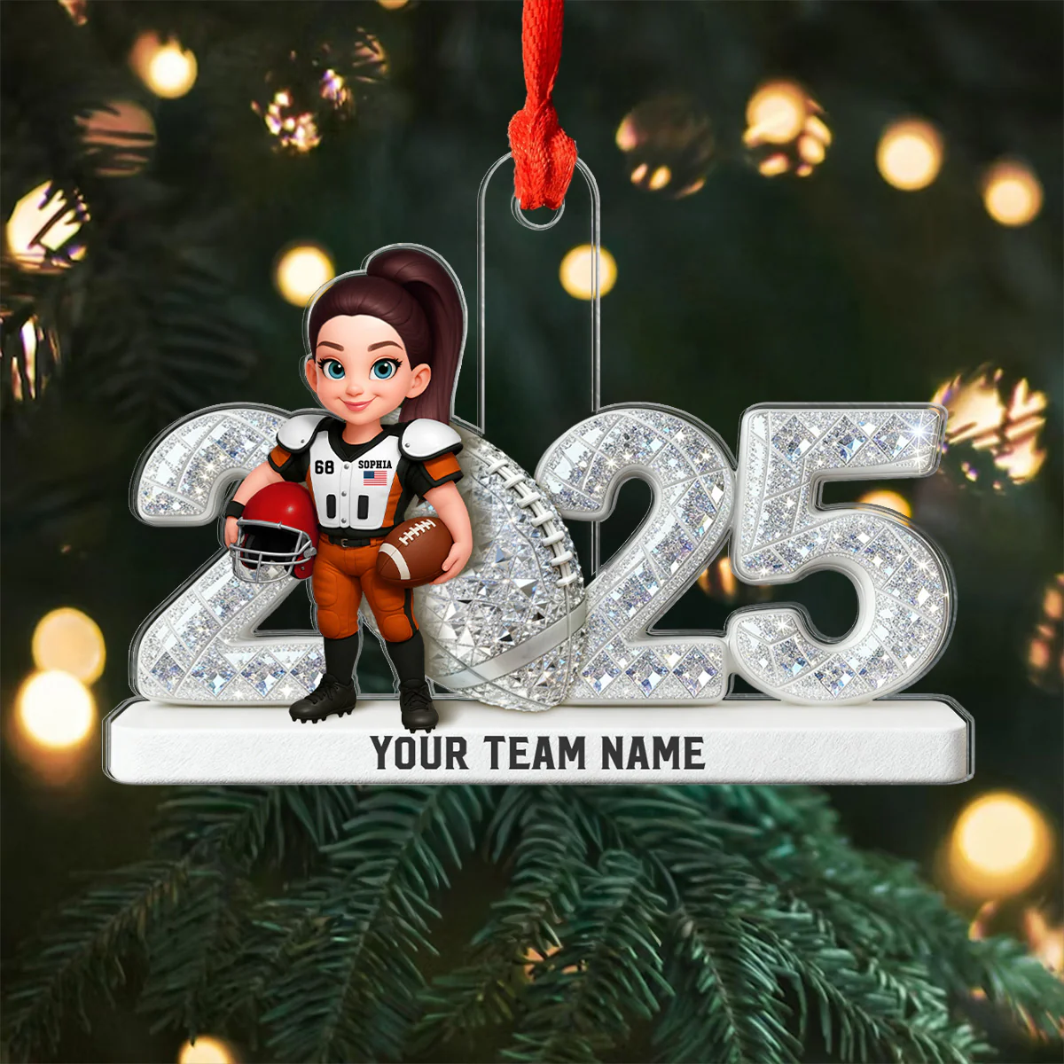 3D Shining Effect Christmas American Football Player - Personalized Acrylic Ornament - Christmas Gift For Football Players - Image 4