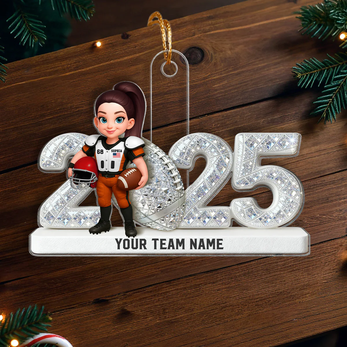 3D Shining Effect Christmas American Football Player - Personalized Acrylic Ornament - Christmas Gift For Football Players - Image 6