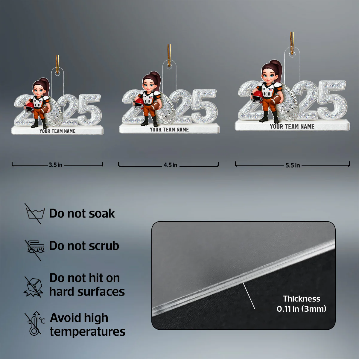 3D Shining Effect Christmas American Football Player - Personalized Acrylic Ornament - Christmas Gift For Football Players - Image 7