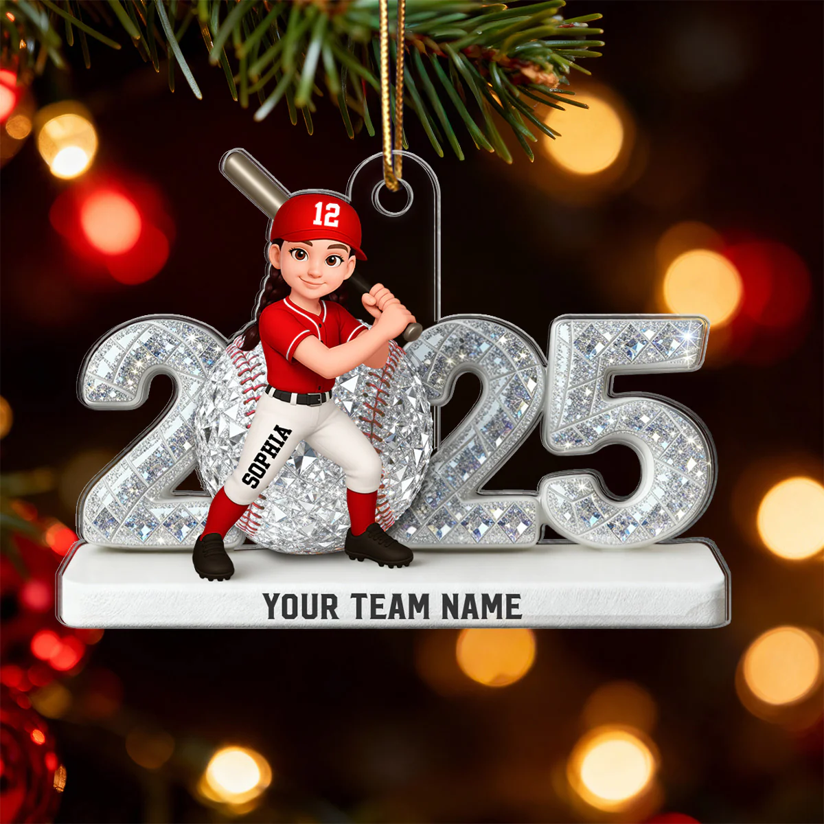 3D Shining Effect Christmas Baseball Player - Personalized Acrylic Ornament - Christmas Gift For Baseball Players - Image 5