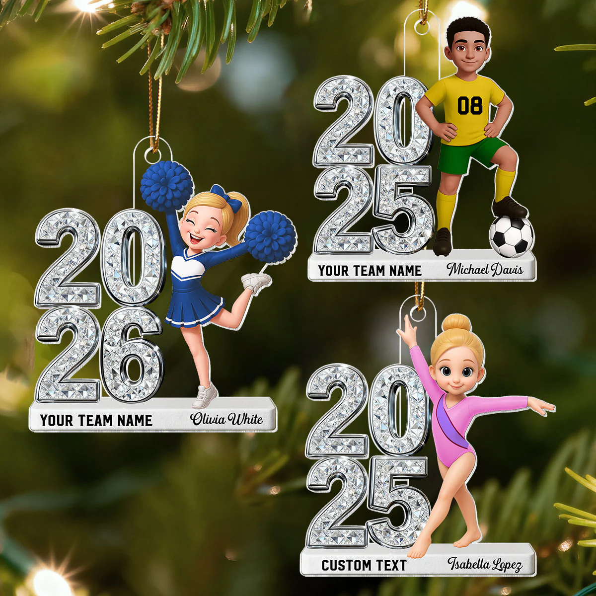 3D Shiny Effect Sport Player With Year - Personalized Acrylic Ornament - Gift For Daughter, Granddaughter, Son, Grandson - Image 4