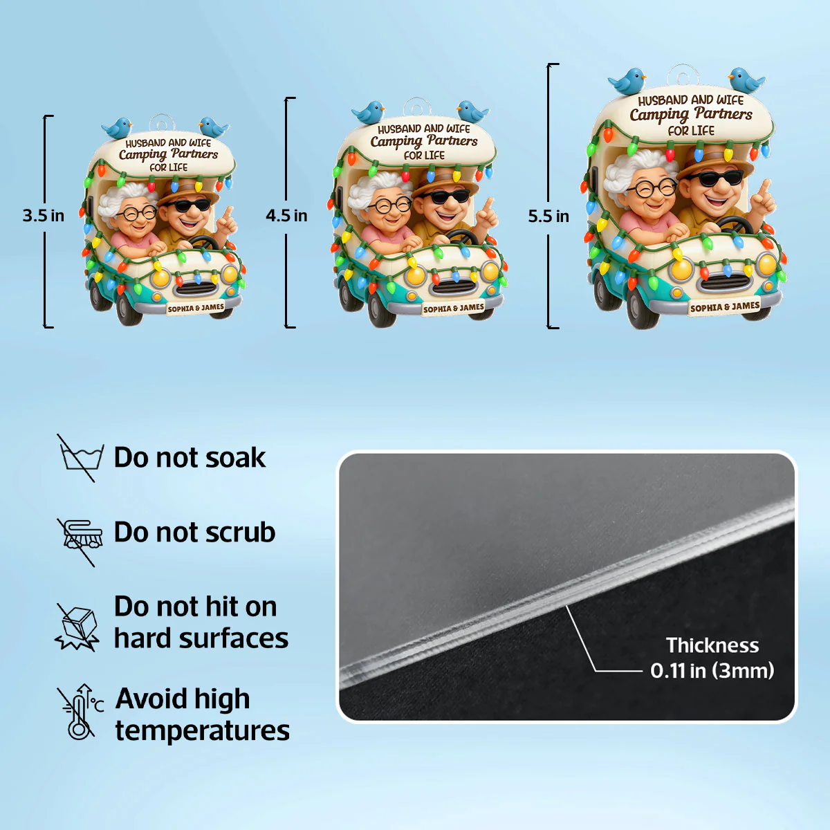 Baby Let's Go Camping Old Couple - Personalized Acrylic Car Hanger - Heartwarming Gift For Him, For Her, For Couple - Image 6