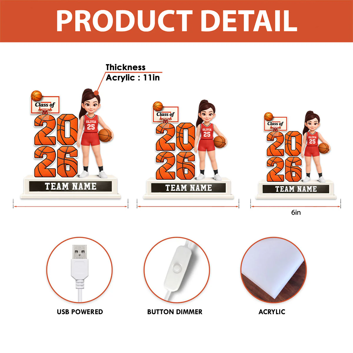 Basketball Senior Class Of 2026 2027 - Personalized Light Box - Graduation Gift For Son, Daughter - Image 9