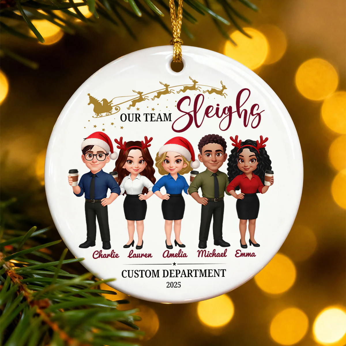 Best Team Ever Coworkers - Personalized Ceramic Ornament - Company Christmas Gift for Employees - Image 3