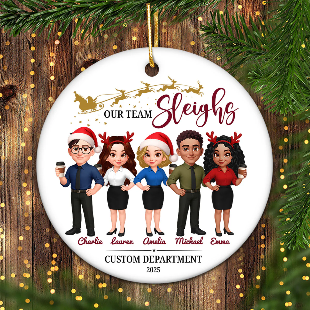 Best Team Ever Coworkers - Personalized Ceramic Ornament - Company Christmas Gift for Employees - Image 5