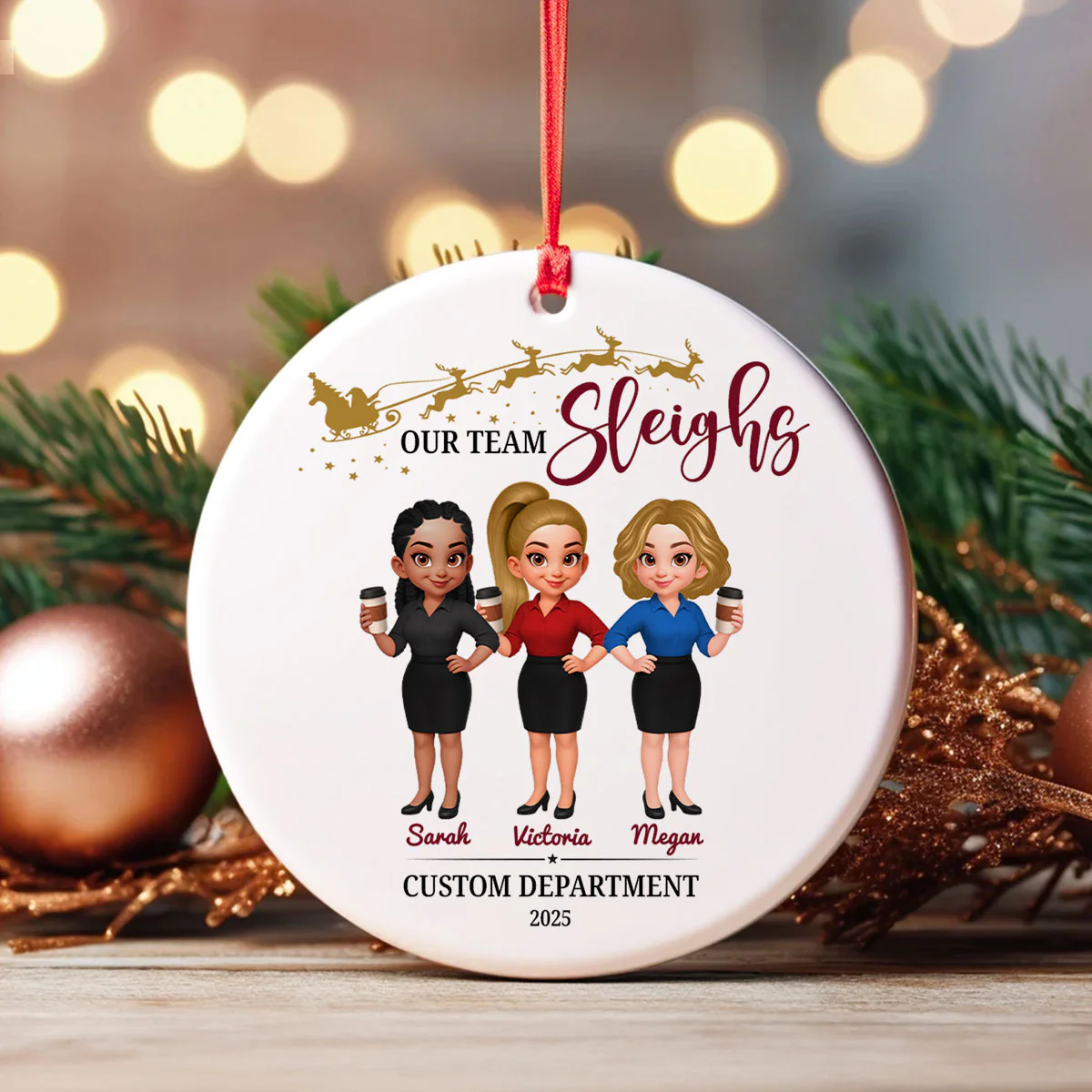 Best Team Ever Coworkers - Personalized Ceramic Ornament - Company Christmas Gift for Employees - Image 6