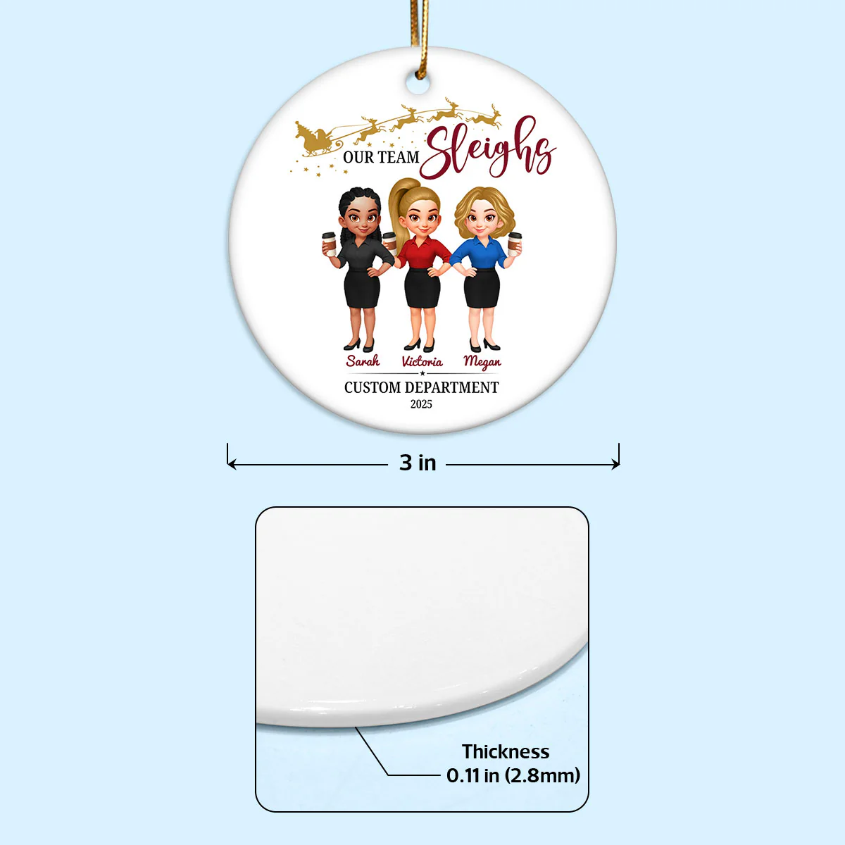 Best Team Ever Coworkers - Personalized Ceramic Ornament - Company Christmas Gift for Employees - Image 7