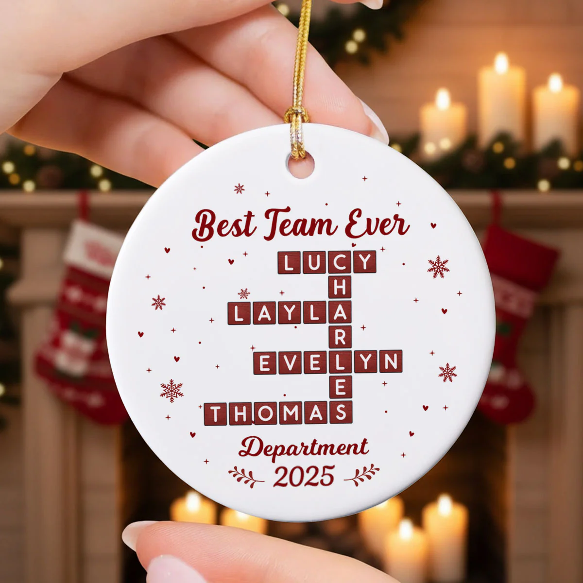 Best Team Ever Crossword Puzzle - Personalized Ceramic Ornament - Coworkers, Colleagues Gift Exchange - Image 3