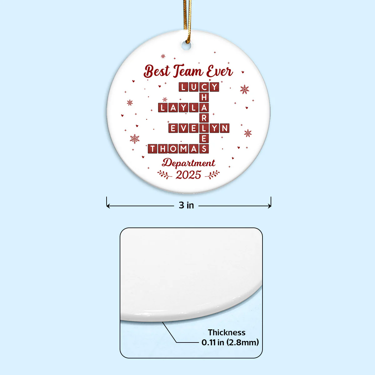 Best Team Ever Crossword Puzzle - Personalized Ceramic Ornament - Coworkers, Colleagues Gift Exchange - Image 4