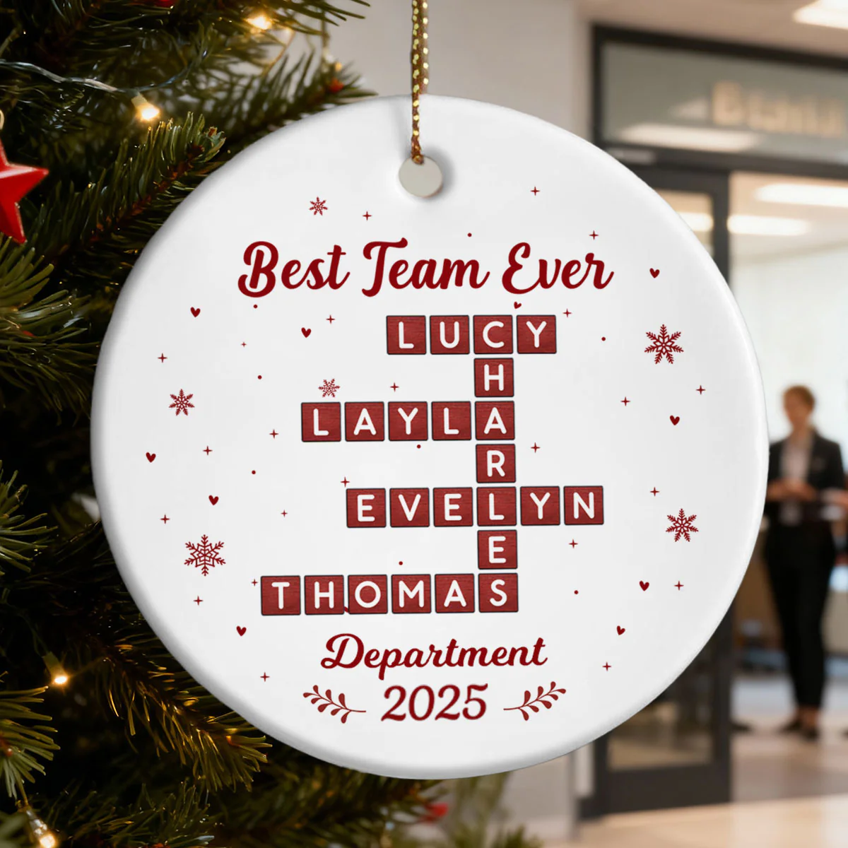 Best Team Ever Crossword Puzzle - Personalized Ceramic Ornament - Coworkers, Colleagues Gift Exchange - Image 5