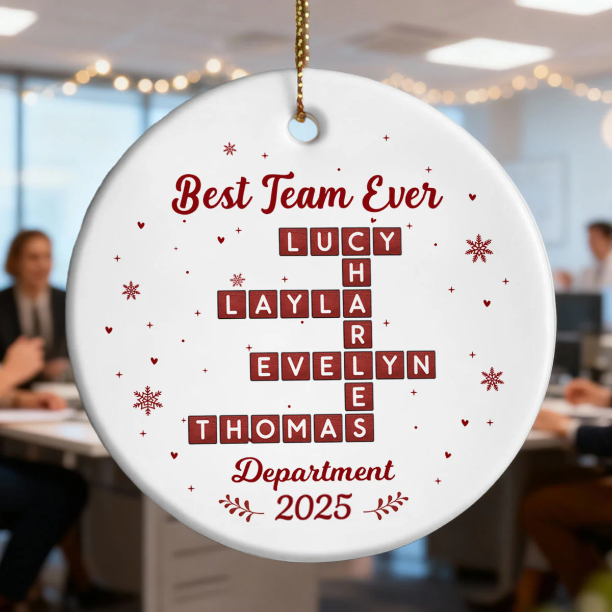 Best Team Ever Crossword Puzzle - Personalized Ceramic Ornament - Coworkers, Colleagues Gift Exchange - Image 6
