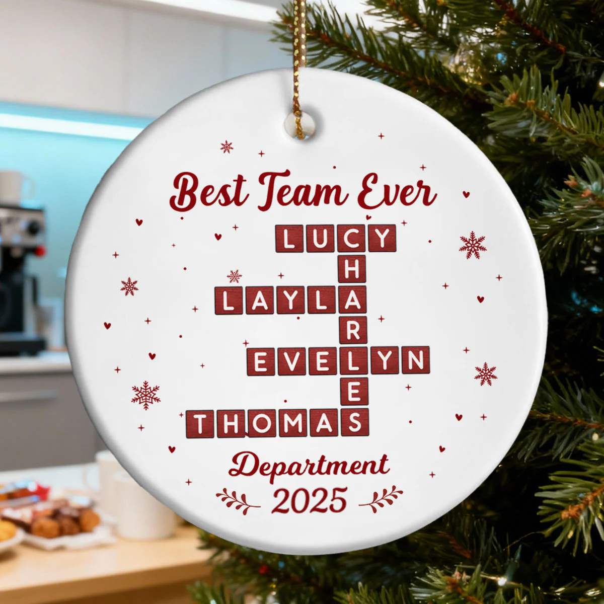 Best Team Ever Crossword Puzzle - Personalized Ceramic Ornament - Coworkers, Colleagues Gift Exchange - Image 7