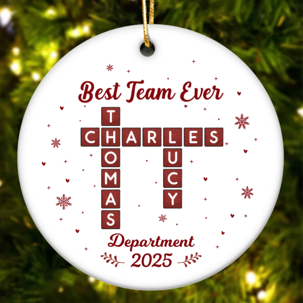 Best Team Ever Crossword Puzzle - Personalized Ceramic Ornament - Coworkers, Colleagues Gift Exchange - Image 9