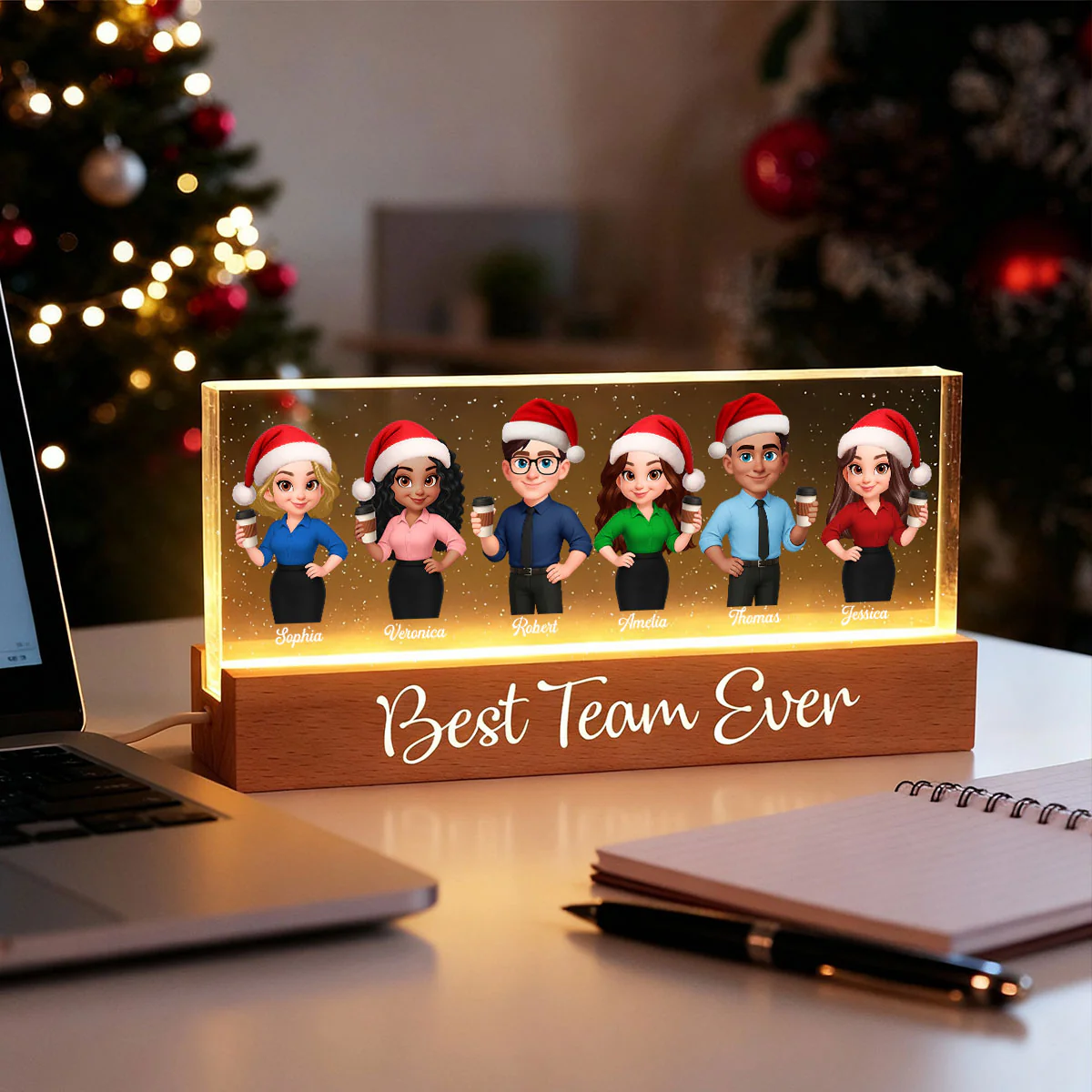 Best Team Ever - Personalized Acrylic Block Plaque LED Night Light - Gift For Colleagues, Coworkers, Boss - Image 10