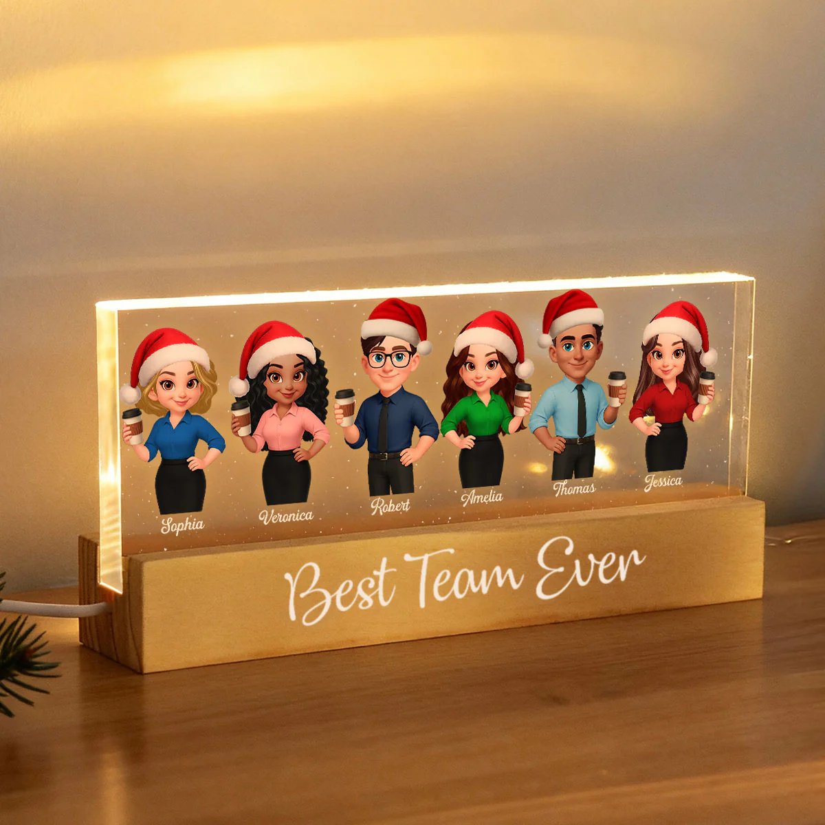 Best Team Ever - Personalized Acrylic Block Plaque LED Night Light - Gift For Colleagues, Coworkers, Boss - Image 11