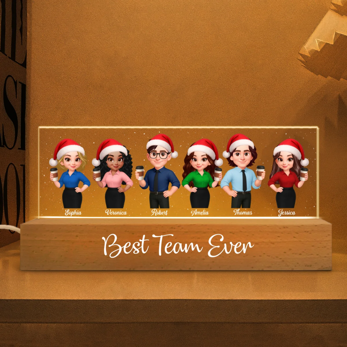 Best Team Ever - Personalized Acrylic Block Plaque LED Night Light - Gift For Colleagues, Coworkers, Boss - Image 14