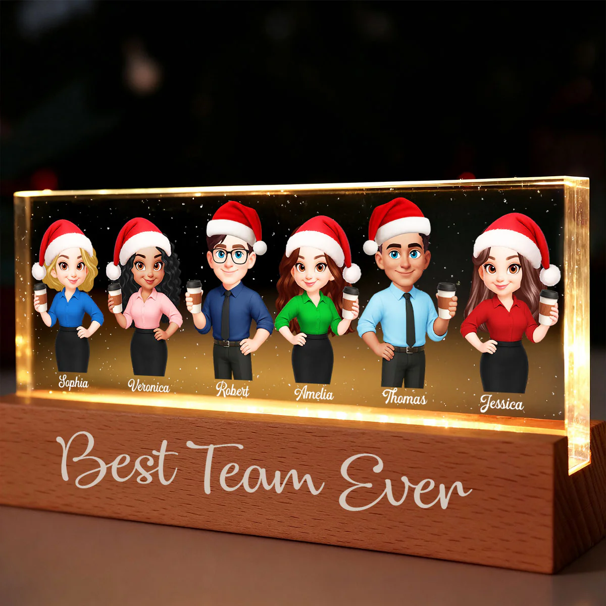 Best Team Ever - Personalized Acrylic Block Plaque LED Night Light - Gift For Colleagues, Coworkers, Boss - Image 4