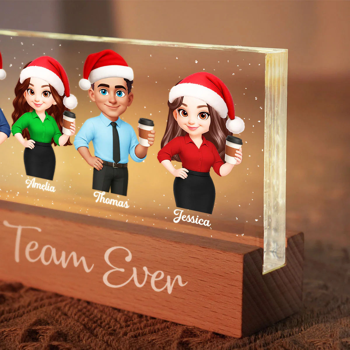 Best Team Ever - Personalized Acrylic Block Plaque LED Night Light - Gift For Colleagues, Coworkers, Boss - Image 5