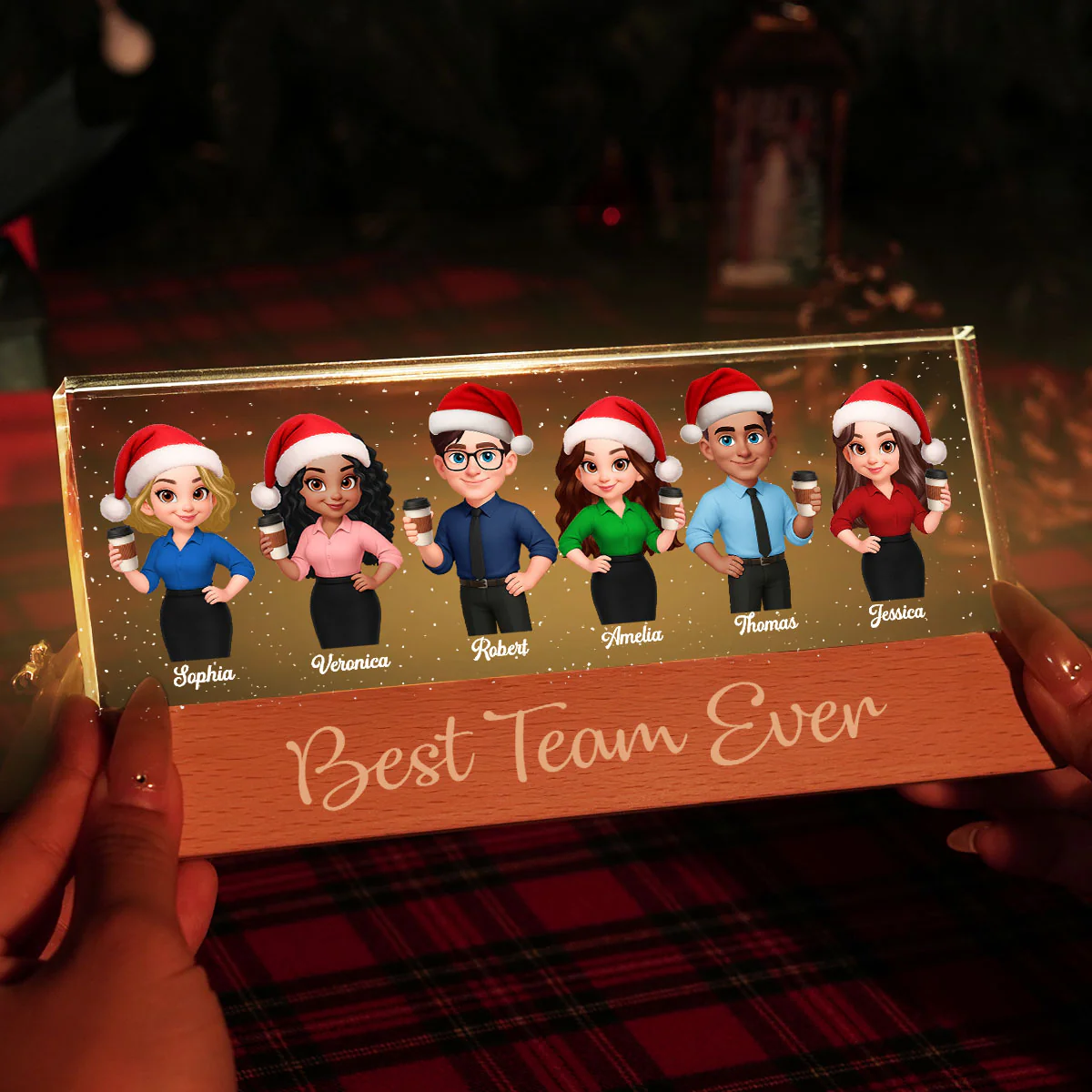 Best Team Ever - Personalized Acrylic Block Plaque LED Night Light - Gift For Colleagues, Coworkers, Boss - Image 7