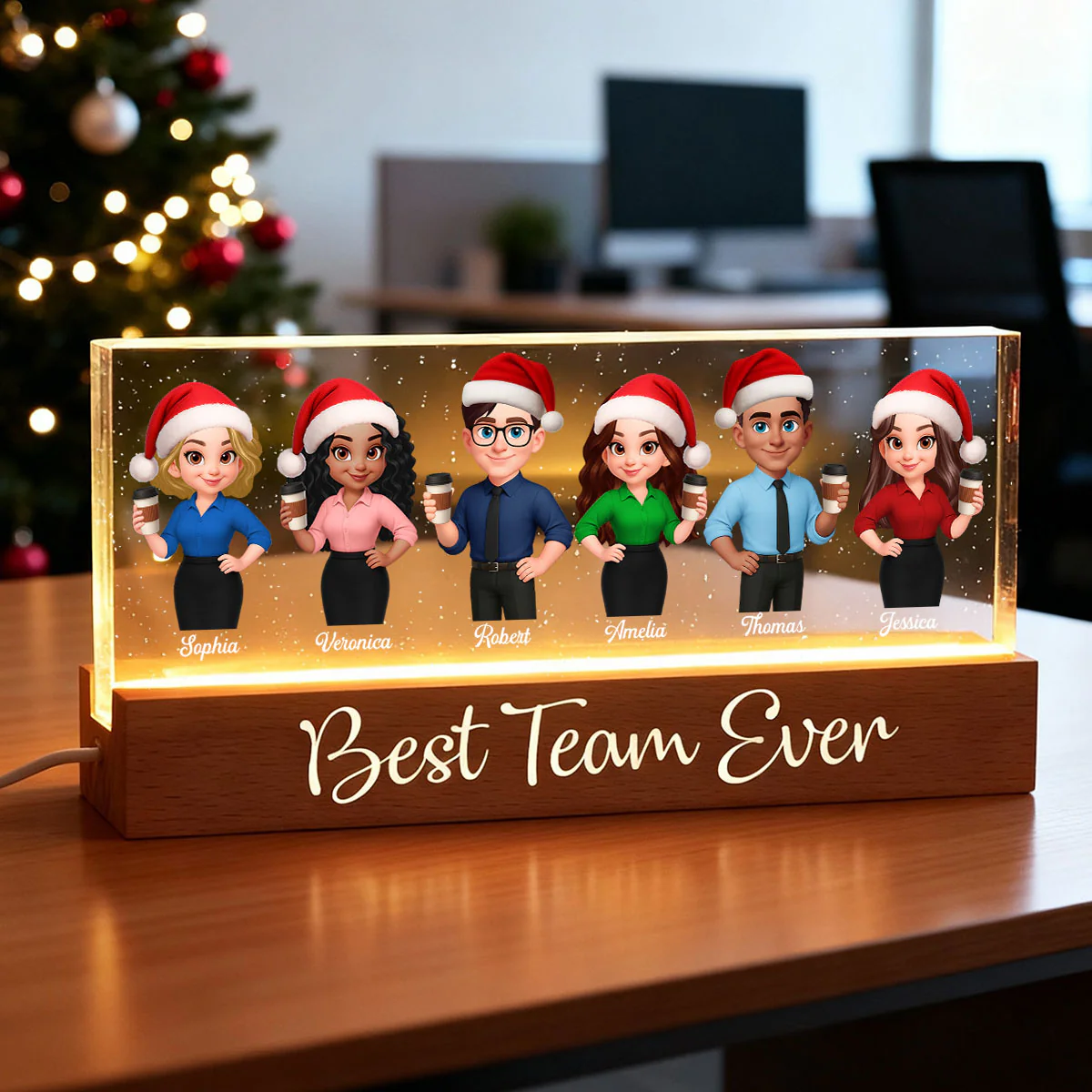 Best Team Ever - Personalized Acrylic Block Plaque LED Night Light - Gift For Colleagues, Coworkers, Boss - Image 8