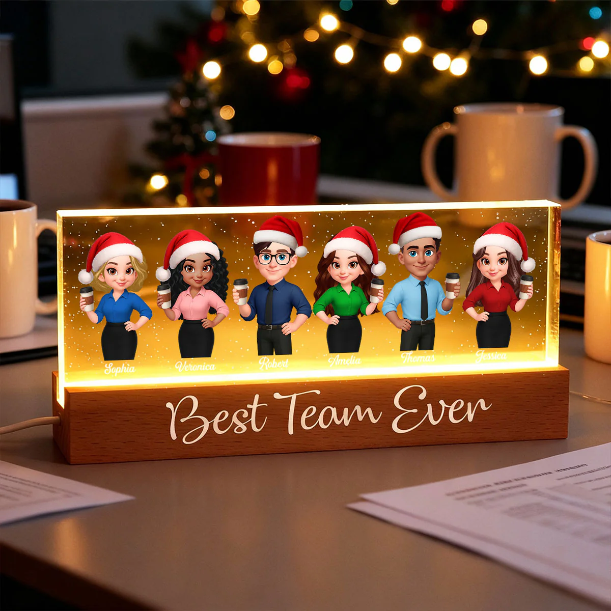 Best Team Ever - Personalized Acrylic Block Plaque LED Night Light - Gift For Colleagues, Coworkers, Boss - Image 9