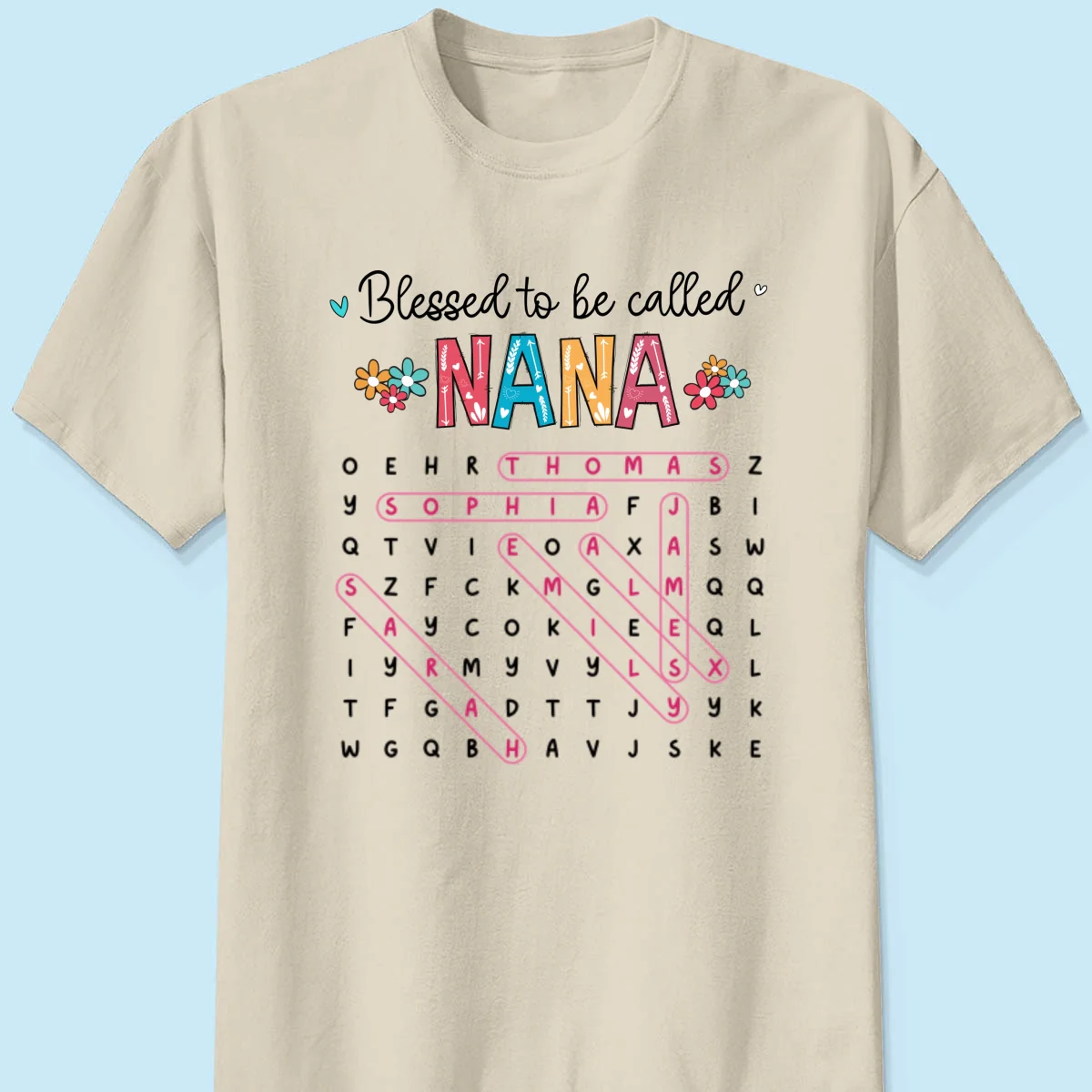 Blessed To Be Called Grandma Word Search Puzzle - Personalized Shirt - Mother's Day Gift For Grandma Mom - Image 10