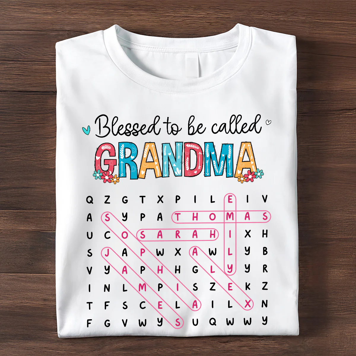 Blessed To Be Called Grandma Word Search Puzzle - Personalized Shirt - Mother's Day Gift For Grandma Mom - Image 4