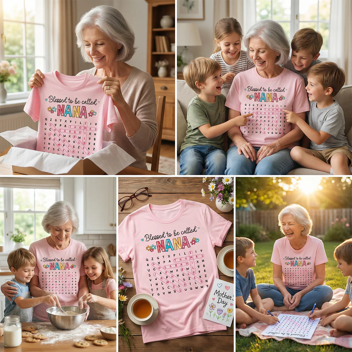 Blessed To Be Called Grandma Word Search Puzzle - Personalized Shirt - Mother's Day Gift For Grandma Mom - Image 5