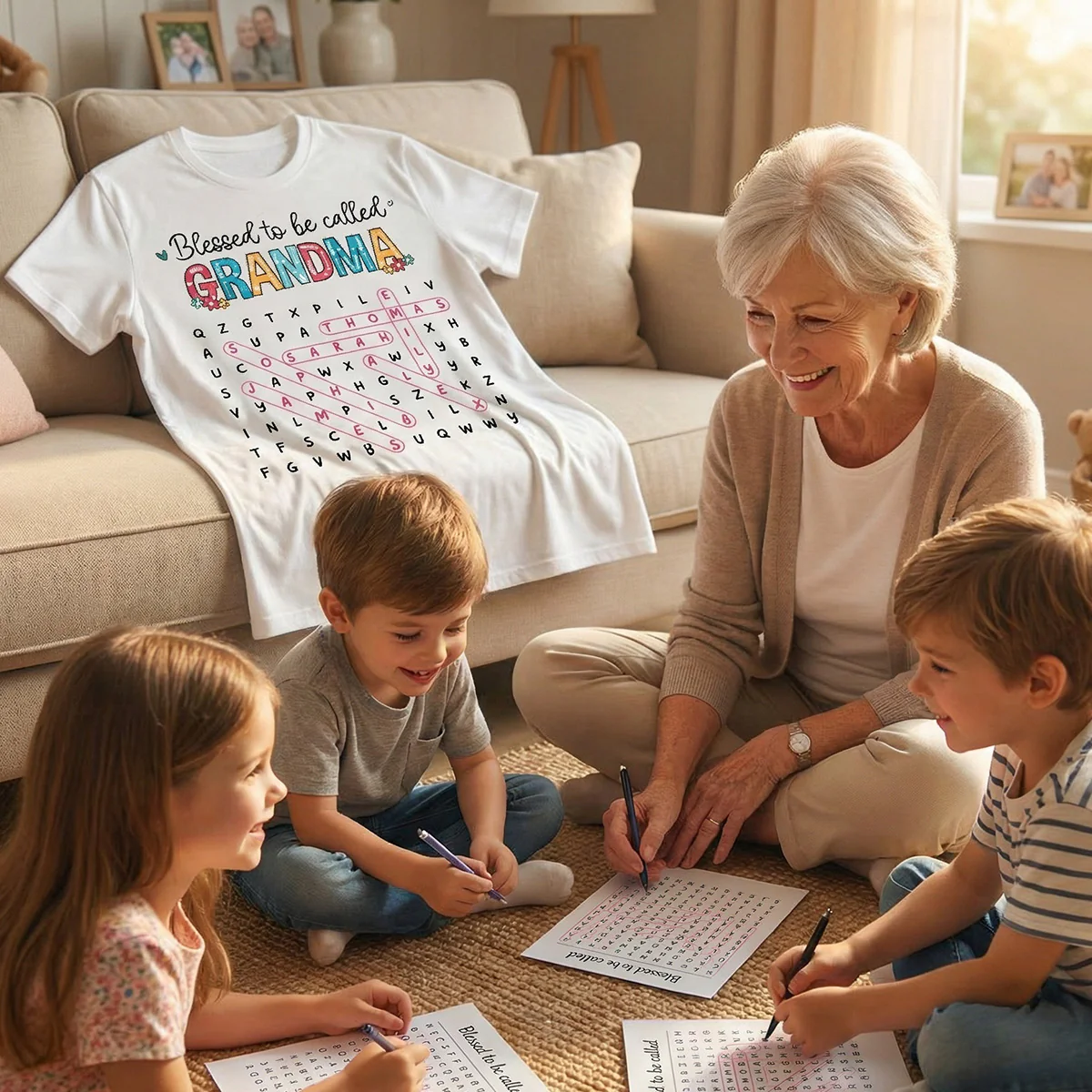 Blessed To Be Called Grandma Word Search Puzzle - Personalized Shirt - Mother's Day Gift For Grandma Mom - Image 6