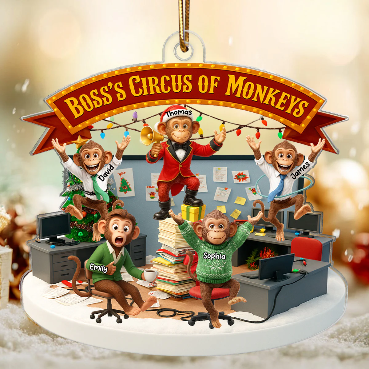 Boss's Circus Of Monkeys - Personalized Acrylic Ornament - Funny Gift For Boss, White Elephant Gift, Coworker - Image 4