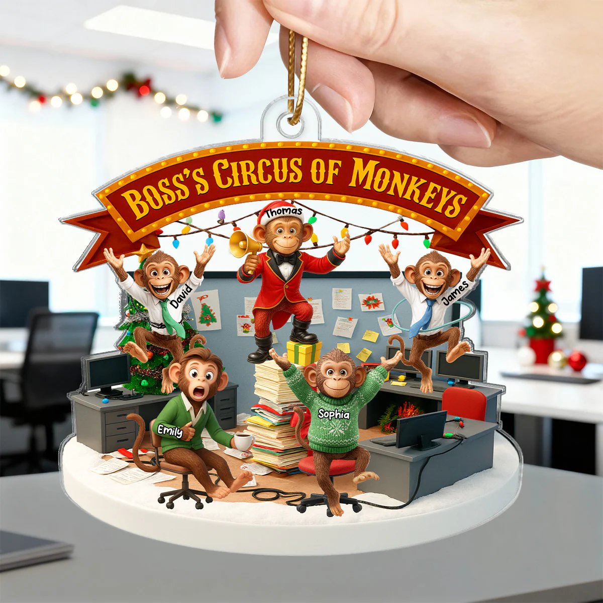 Boss's Circus Of Monkeys - Personalized Acrylic Ornament - Funny Gift For Boss, White Elephant Gift, Coworker - Image 6
