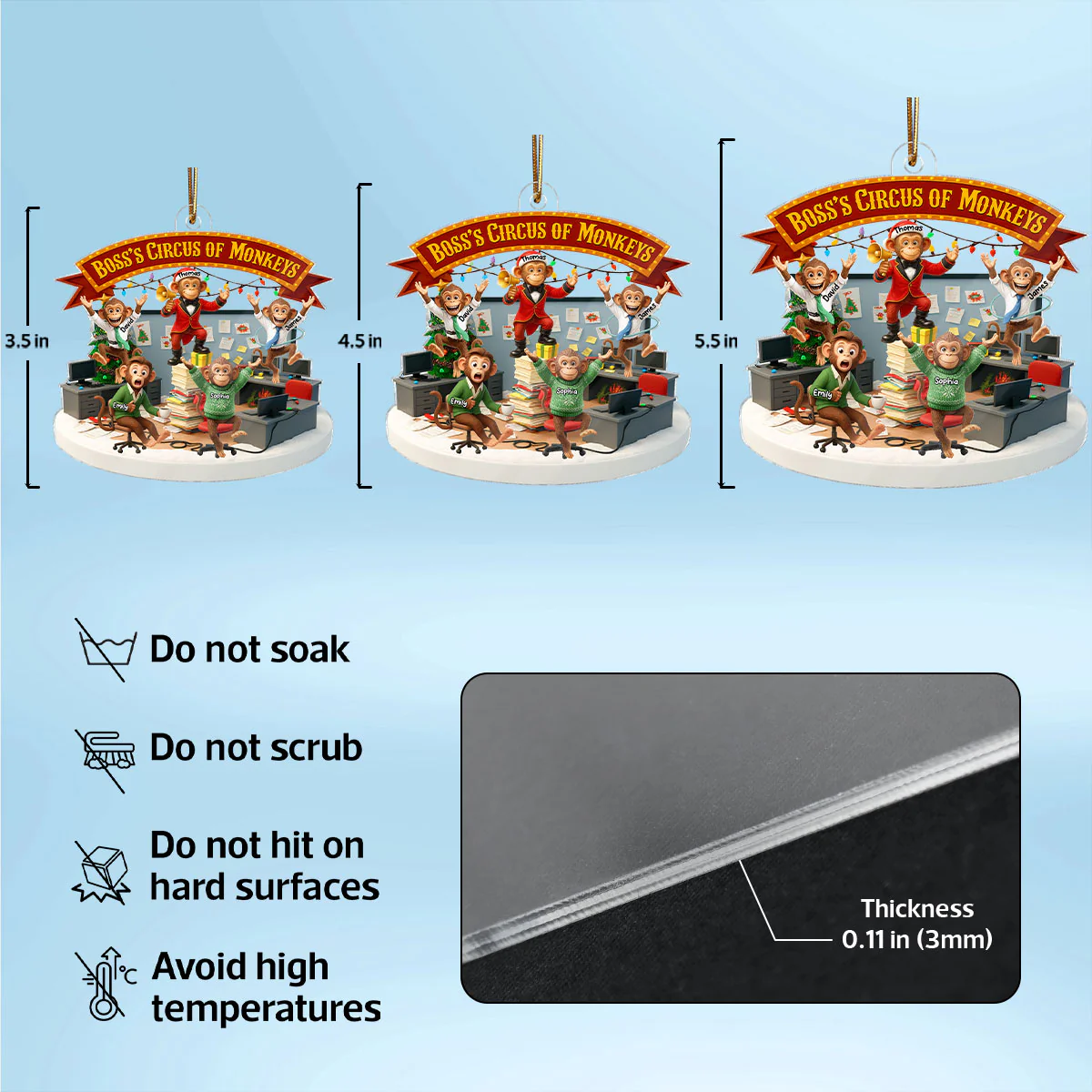 Boss's Circus Of Monkeys - Personalized Acrylic Ornament - Funny Gift For Boss, White Elephant Gift, Coworker - Image 7