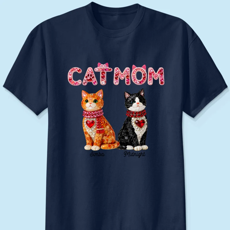 Cat Mom Shiny Pattern - Personalized Shirt - Unique Valentine's Day Gift for Cat Moms - Image 10