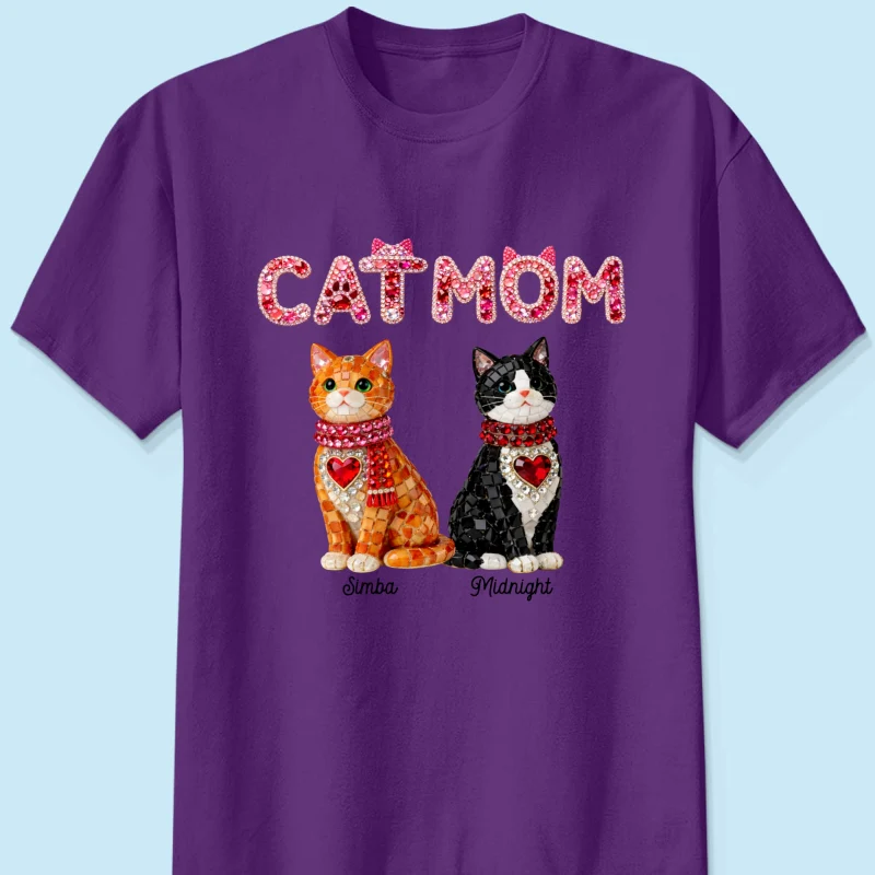 Cat Mom Shiny Pattern - Personalized Shirt - Unique Valentine's Day Gift for Cat Moms - Image 12