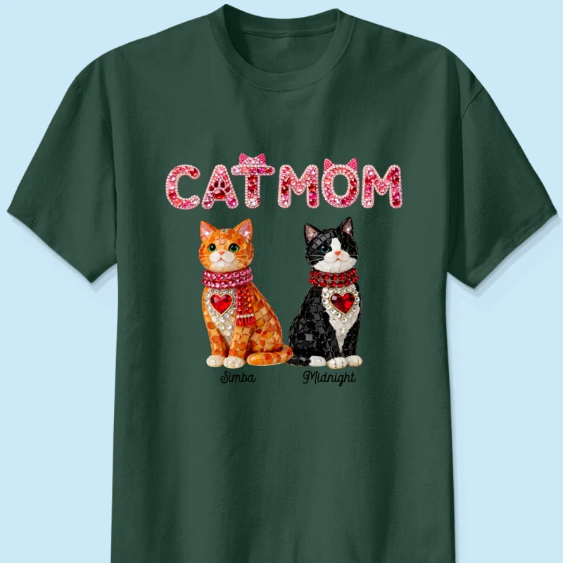 Cat Mom Shiny Pattern - Personalized Shirt - Unique Valentine's Day Gift for Cat Moms - Image 13