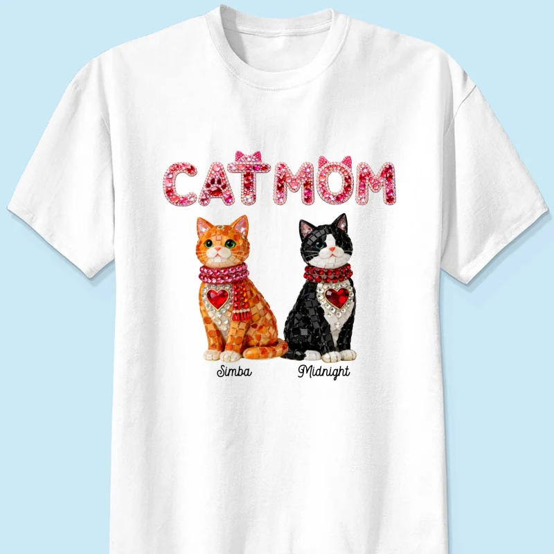 Cat Mom Shiny Pattern - Personalized Shirt - Unique Valentine's Day Gift for Cat Moms - Image 19