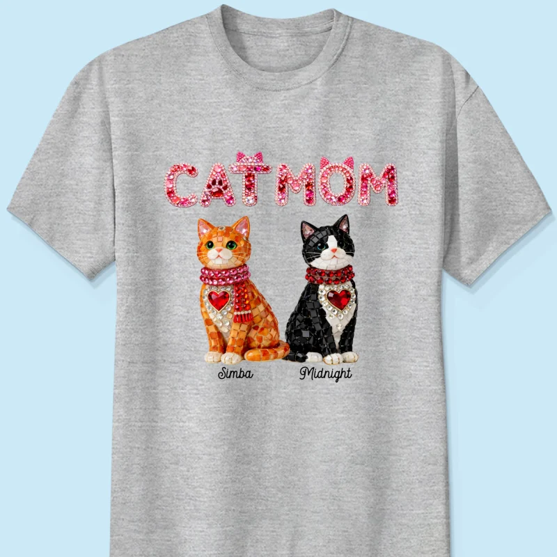 Cat Mom Shiny Pattern - Personalized Shirt - Unique Valentine's Day Gift for Cat Moms - Image 20