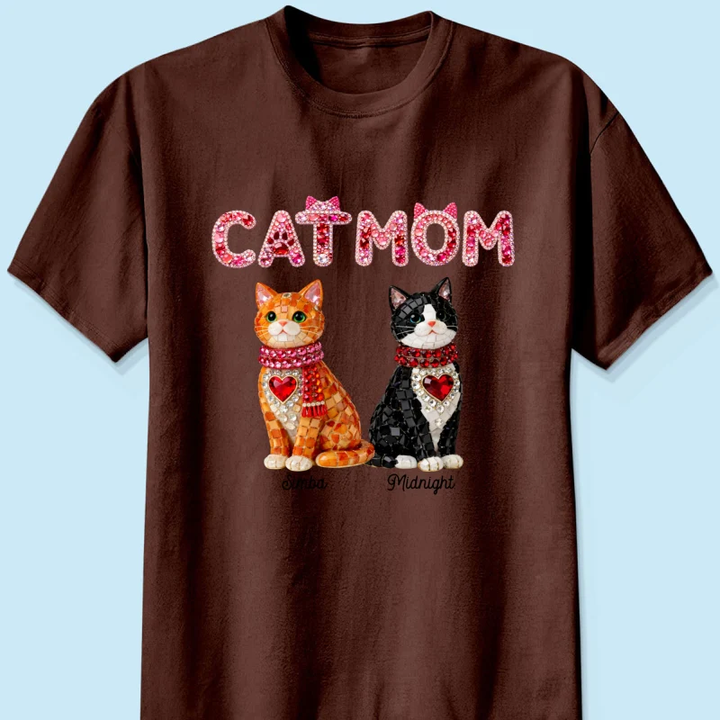 Cat Mom Shiny Pattern - Personalized Shirt - Unique Valentine's Day Gift for Cat Moms - Image 26